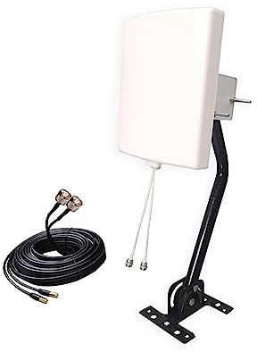 Outdoor 2x2 MIMO Directional WiFi Antennas Long Range 2.4GHz/ 5.8GHz External Panel WiFi Antenna Kit for WiFi Router/Wireless Access Point/Camera with Detachable Antennas (Full Kit)