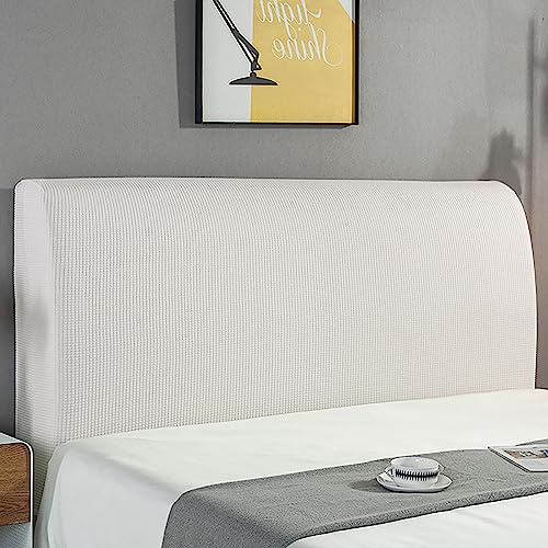 KAYBTNT Bett Kopfteil Bezug, Weicher Stretch Bed Headboard Cover, Staubdicht Waschbar Bettkopfteil Husse für Schlafzimmer, Universell Kopfteilbezug überzug für Full Twin Queen King,Weiß,180cm