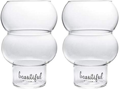 OSKOE Lot de 2 Tasses en Verre en Forme de Gourde résistantes à la Chaleur Tasse en Verre Yaourt café Cocktail Tasse à Eau créative Verres hydroponiques Vase for Bar à la Maison (520 ML)