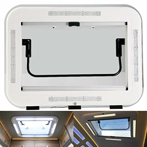 RV Skylight Lighting RV Roof Vent Window Hatch with LED Light, Camper RV Window Skylights Blinds Motorhome RV Vent Covers for Roof Top, Trailer Skylight RV Caravan Motorhome Accessories(874 * 574MM)
