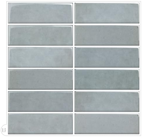 AdoDecor Peel and Stick Backsplash for Kitchen - New Upgrade 12 x 12 Large Premium Subway Tile, Blue 10-Sheet