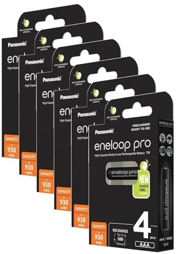 Eneloop Pro Pack of 6 x 4 Micro Rechargeable Batteries 930 mAh AAA Ni-MH