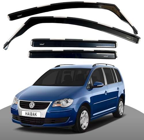 Haibak Wind Deflectors Set Compatible With VW Touran MK1/MK2 2003-2015 | 5 Door MPV | 4pcs Tinted Side Window Deflectors | In-Channel Fitment