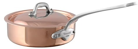 Mauviel M'Heritage 150 S 1.5mm Polished Copper & Stainless Steel Saute Pan With Curved Lid And Cast Stainless Steel Handle, 6-qt, Made In France