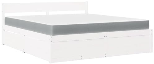 vidaXL Bett mit Schubladen und Matratze Weiß 180x200 cm Massivholz