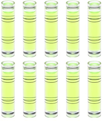 QUARKZMAN 10pcs Zylindrische Libelle 9,5x40mm Mini Wasserwaage für Nivellierung Kamera Stativ Teleskop Werkstatt Drehteller Bilder Rahmen, Grün.