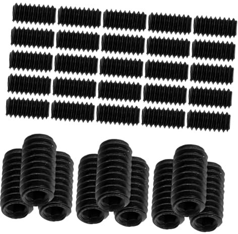 ULTECHNOVO Allen Head Socket Set Screws Internal Drive Socket Set Screw Black 50pcs Carbon Steel Headless Design for Door Handles and Light Fixtures