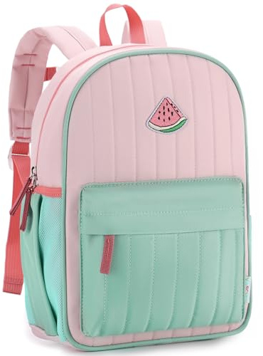VASCHY Mochila Niña Niño, Mochila Preescolar 3-7 Años Mochila Escolar 11L Mochila Acolchado para Viaje Mochila Primaria Resistente al Agua Mochila Infantil Colegio, Rosa&Verde