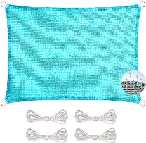 Tenda da Sole per Esterno 150 x 200 cm, Anti-Età, Traspirante, Antivento, 98% Anti Uv, Rettangolare, Telone Oscurante Antivento, per Balcone, Terrazza, Blu Cielo