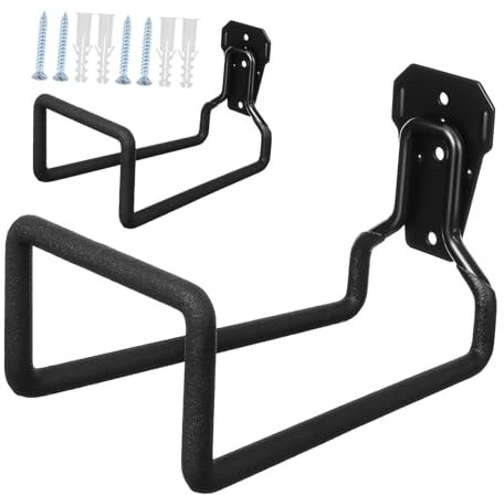 BCOATH 2 Pcs Heavy Duty Metal Garage Hooks for Wall Mount, Utility Tool Organizer and Garden Hose Holder, Black 3-Hole Storage Hangers for Garage and Outdoor Use