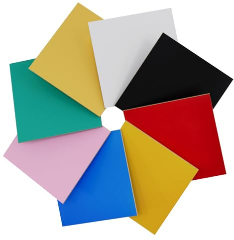 Creatorally 8 Pack Pre-Painted Colored Plywood Sheets,Basswood for Laser Cutting,12x12x1/8 Inch (3mm),Ideal for DIY Crafts, Engraving, Ornaments, Models Making (8 Colors Mixed)