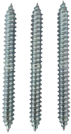 Double-Ended Wood Dowel Screws, No. 20, Zinc-Plated, Pack of 3