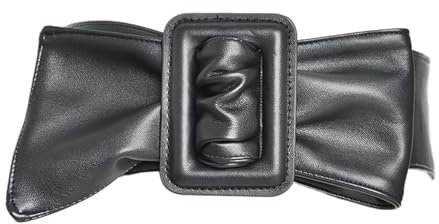 Kummerbund Breiter Damengürtel for Kleider, Leder, großer Bogen, roter Kummerbund, Damenmarke, solider weiblicher breiter Taillengürtel for Damen(Black_One Size)