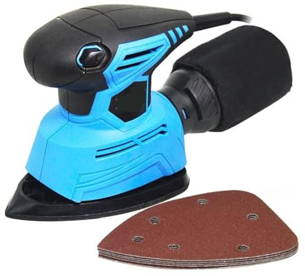 Fresadora de Madera Rebajadora Eléctrica, Lijadora de palma eléctrica de 130 W, lijadora de detalles, herramientas de carpintería for madera con bolsa de recolección de polvo y amp;5 papeles de lija