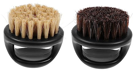 DONFAMDS 2 Stück Bartbürsten mit Natürlichen Borsten und Abs Griff für Bartpflege und Feuchtes Rasieren in Verschiedenen Farben zur Bartformung und Wachstumspflege Zufällige Farbe
