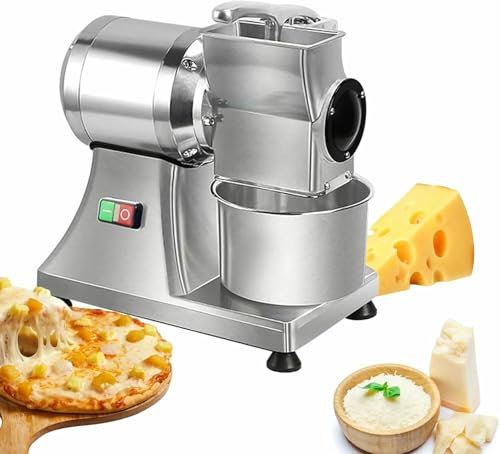 BTOIASYHF Rallador de Queso eléctrico eficiente con un Rendimiento de 40 kg/h, 550 W de Potencia y Cuerpo de Acero Inoxidable de Alta Resistencia. Perfecto for rallar Queso, Mantequilla y Pan.
