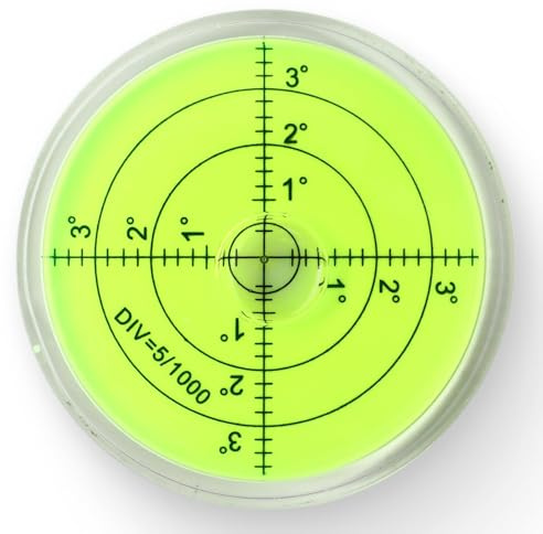 Präzisions-Bullseye-Wasserwaage, 60mm, Runde Libelle mit Skala, Kreiswasserwaage zur horizontalen Ausrichtung von Kamera, Stativ, Waagen, Messgeräten, Maschinen – Kompakt, tragbar, kristallklar