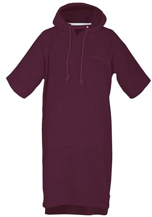 TOM TAILOR Poncho da surf per donna e uomo, L-XL, 100% cotone/spugna, poncho da bagno con cappuccio, marsupio e logo ricamato, prugna (Plum)