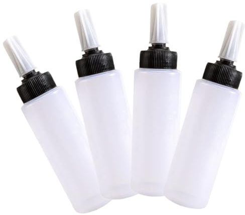 VILLFUL 4stücke Haarfärbeflasche mit Applikator Quetschflaschen aus Plastik Dosierflaschen für Haarfarbe Shampoo und Tönung Wiederverwendbar und Einfach zu Bedienen