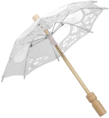 Hamwesh Paraguas de Parasol de Encaje, Paraguas de Bordado Romántico Plegable con Flores Hechorizadas para Bodas para la Boda, Accesorios de Fotos Decoraciones de Fiesta Cosplay (White)