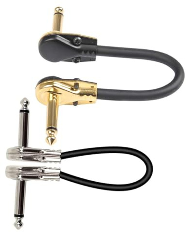 Hoement 2 Stück Effektgerät Patchkabel Flachstecker Silber und Gold Langlebiges Gitarren Bass audio patchkabel Professionelles Verbindungskabel Gitarre Amp und Mixer