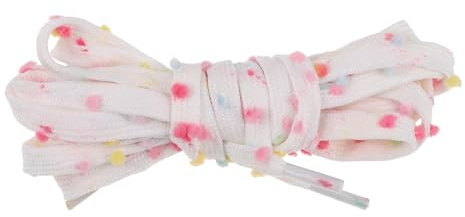 LIFKOME Schnürsenkel aus Polyester Flach Bunte mit Regenbogenpunkten mit Weicher Pompom Verzierung für Alltag und Partys