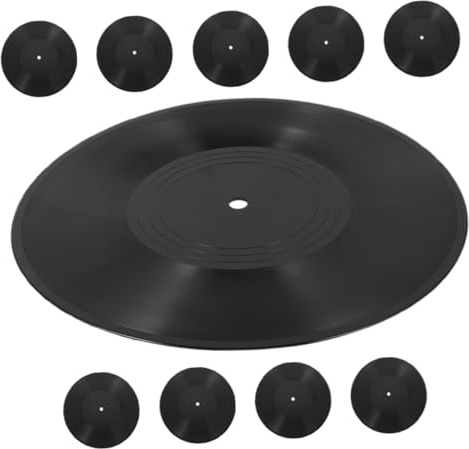 Toyvian Decorazioni da Parete e Facile da Installare 10 Pezzi in Plastica di Dischi in Vinile Nero 12 Pollici Stile Retrò per Arredamento Casa e Tema Disco