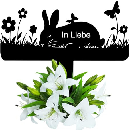 Wondramble Grabstein Kaninchen für Draußen,grabschmuck Kaninchen wetterfest,gartenstecker,gedenktafel (25cm, Kaninchen)