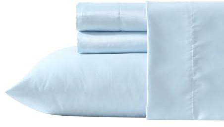 Laura Ashley Bettwäsche-Set für Kingsize-Bett, 100% weich und seidig glatt, Satin, Tiefe Taschen, Bettwäsche mit passendem Spannbetttuch und Kissenbezügen (Bliss Blue)