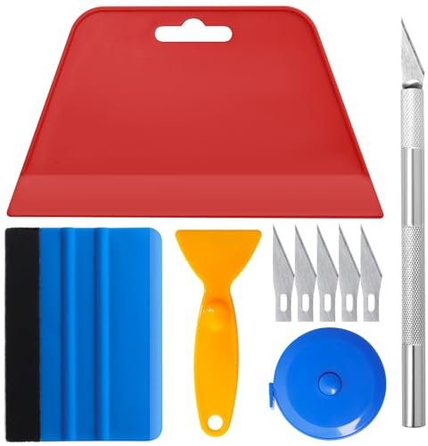 10-Piece Vinyl Wrap Tools Kit, Wallpaper Installation Tools with Smoother & Cutter, Replacement Blades, for Peel and Stick Wallpaper, Car Wrapping & Contact Paper