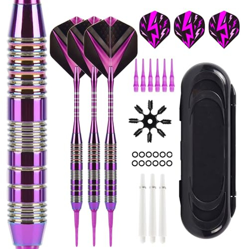 Dartpfeile mit Kunststoffspitze, 3 Stück Profi Softdarts Set für Elektronische Dartscheibe, Dart Zubehör mit Softdart Spitzen und Aufbewahrungsbox