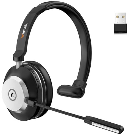 Wantek Cuffie wireless | 2.4G/BT 6.0 doppia modalità | durata della batteria 40h | microfono di riduzione del rumore | per ufficio/riunioni/musica | Compatibile con PC/cellulare/team (881BT)