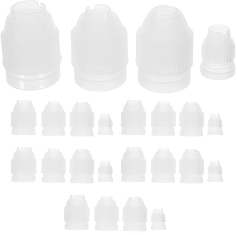 HOMSFOU Herramientas de Cocina 24 Piezas Convertidores de Boquillas para Mangas Pasteleras en Polipropileno Adaptadores de 16 a 26 CM para Repostería Casera