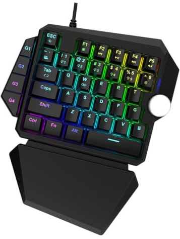 Warmhm One-hand Mechanical Gaming Keyboard Rgb Backlit Wired USB 61-key Compact Ergonomic Black for PC Console Game