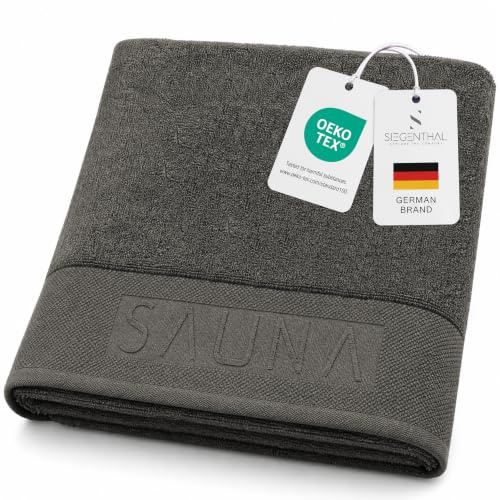 SIEGENTHAL® Saunahandtuch XXL 80x200 cm aus 100% Baumwolle – Saunatuch für Damen & Herren, Badetuch & Strandtuch, Saugstark, Schnelltrocknend – Dunkelgrau