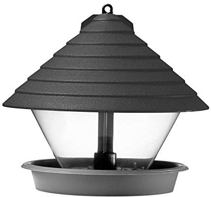 Dehner Natura Premium Wildvogel Futterampel Guayana, Futterstation für Wildvögel, Vogelhaus robust / hängend, inkl. Aufhängevorrichtung,, Ø ca. 27 cm, Höhe ca. 23 cm, Kunststoff, schwarz