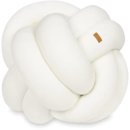 Velinda Coussin, Oreiller décoratif, tressé, Oreiller, noué, Tresse 30x30cm (Dessin: Creme)