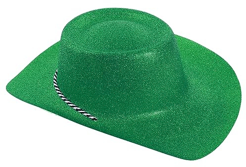 Grüne Glitzer-Cowgirl-Hüte, 1 Stück, Kostümzubehör, perfekt für Junggesellinnenabschied, Cowboy-Kostüme, Bühnenshow, Tanzshows