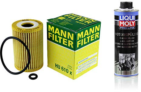 MANN-FILTER Ölfilter HU 610 x + 2427 Pro-Line Motorspülung