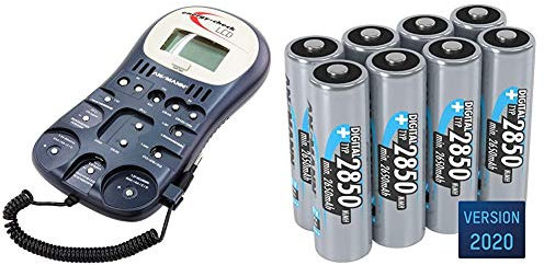 ANSMANN Batterietester Energy Check LCD - Zuverlässiges Profi Testgerät mit digital Anzeige & Akku AA Typ 2850 mAh (min. 2650 mAh) NiMH 1,2 V (8 Stück) - Mignon AA Batterien wiederaufladbar