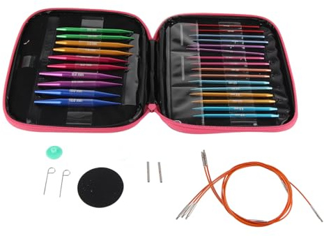 Oumefar Abnehmbares Stricknadelset Austauschbares buntes Aluminium Rundstricknadel Ringset für Heimwerker
