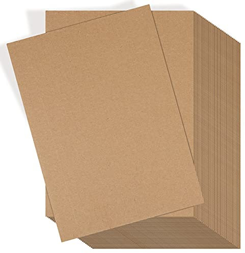 Zonon 50 Pack Corrugated Cardboard Sheets, 3 mm Flat, 9 x 6 Inch, Brown