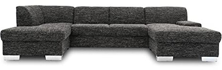 DOMO. collection Wohnlandschaft Star, Sofa in U-Form, Polstergarnitur, Couch 150 x 304 x 150 cm, in Webstoff schwarz