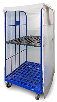 Schutzhülle für Rollbehälter & Rollwagen mit 2 Reißverschlüssen | Gitterwagen Abdeckung | Lebensmittelechte Rollwagen Schutzhülle für Industrie & Handel (73x83x160 (B/T/H))