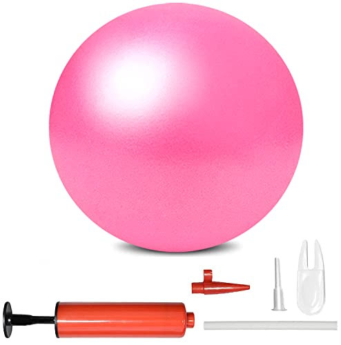 BAIMAN Mini Pilates Exercise Yoga Ball, Small Inflatable Exercise Yoga Ball,Core Training and Physical Therapy Equipment, Improves Balance for Home & Gym & Office with Pump(Pink,6 Inch)