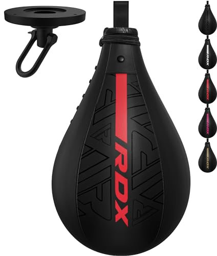 RDX Boxbirne Maya Hide Leder Set, Speedball Hängend, Punchingball Boxing Speed Bag, Geschwindigkeit Ball Boxen Training Trainingsgeräte Gym Fitness