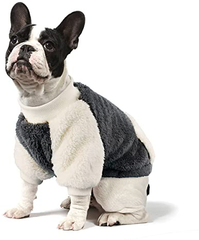 NAMSAN Pull d'hiver pour petit chien avec poche en polaire chaude pour petit chien/chiot Gris Taille L