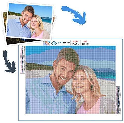 Diamond Painting Set 60x40cm Personalisieren Sie Ihr Foto - 5D Daiments Painting Zubehör - Crystal Art Wand Deko - Ihr eigenes Foto fertigen personalisiert an