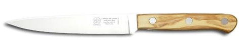 DUE BUOI CUCINA SERIE OLIMPO LAMA CM 12 - ACCIAIO BÖHLER N690-60 HRC - MANICO ULIVO