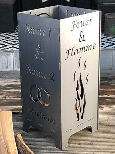EXTRAVAGANT® Feuertonne Hochzeit Hochzeitsgeschenk PERSONALISIERT Namen Brautpaar Geschenk individuell ausgefallen besonderes Geschenk zur Hochzeit Hochzeitstag Hochzeitsgeschenkidee Hochzeitsdeko